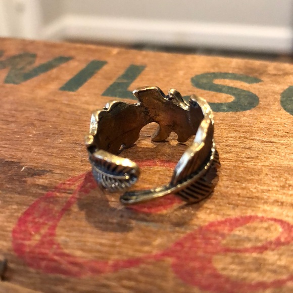 Gold Wrap Leaf Adjustable Boho Ring - Picture 4 of 7